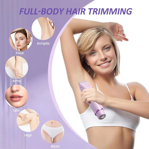 2-in-1 Women's Electric Shaver | IPX7 Waterproof Bikini Trimmer for Body & Face