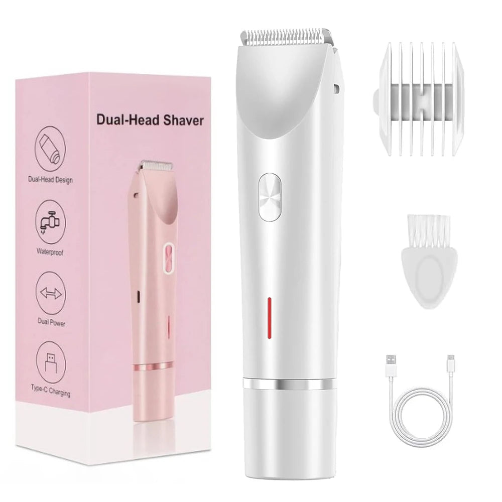 2-in-1 Women's Electric Shaver | IPX7 Waterproof Bikini Trimmer for Body & Face