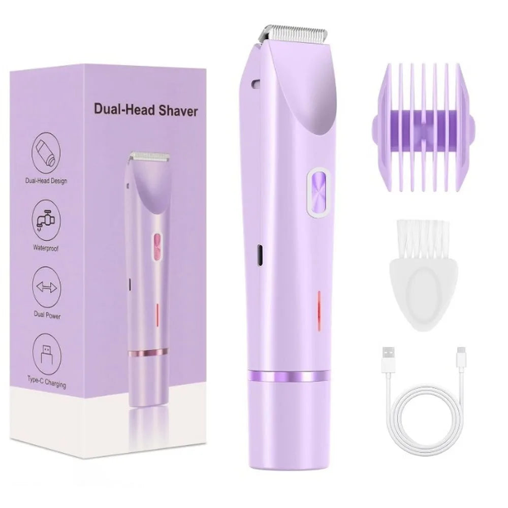 2-in-1 Women's Electric Shaver | IPX7 Waterproof Bikini Trimmer for Body & Face