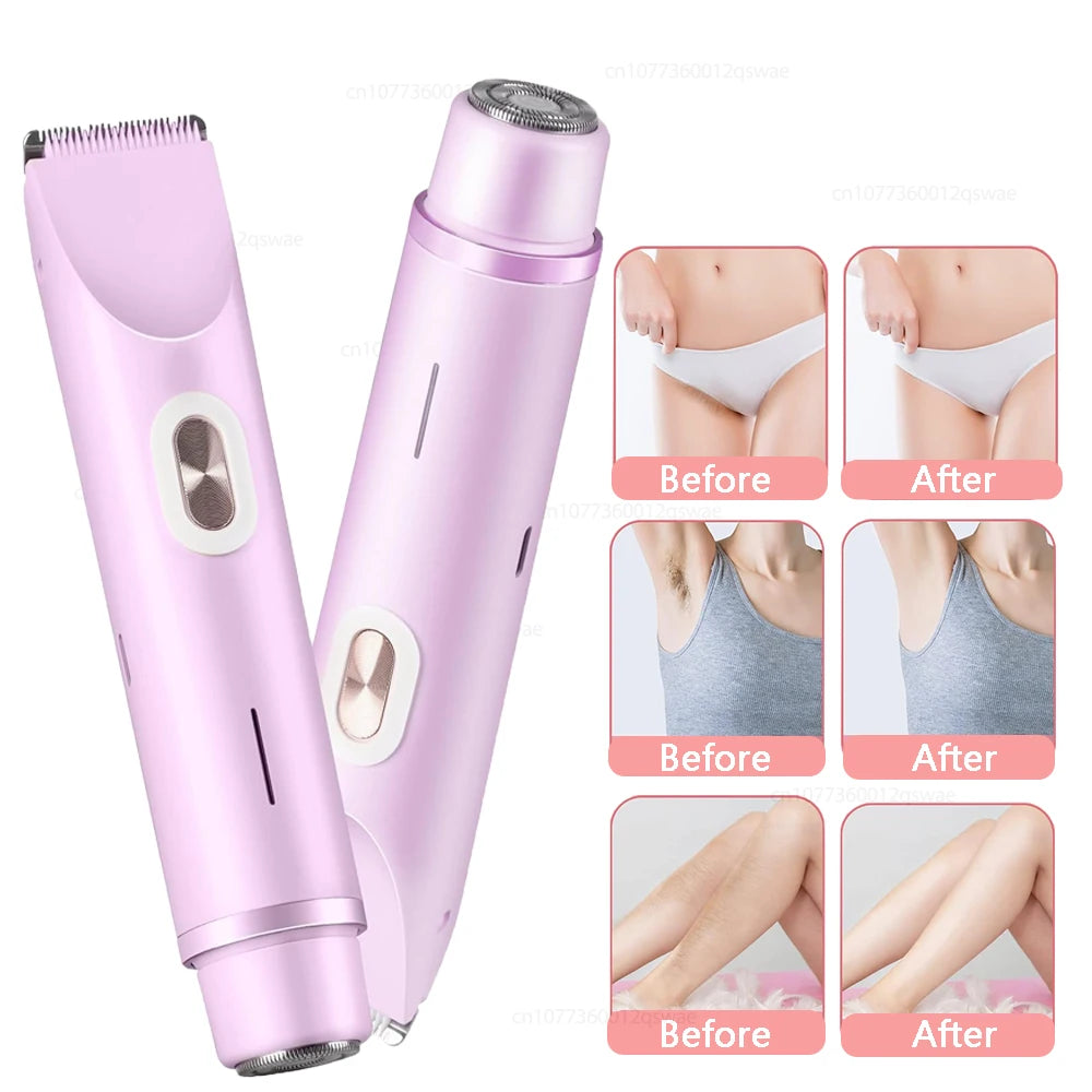 2-in-1 Women's Electric Shaver | IPX7 Waterproof Bikini Trimmer for Body & Face