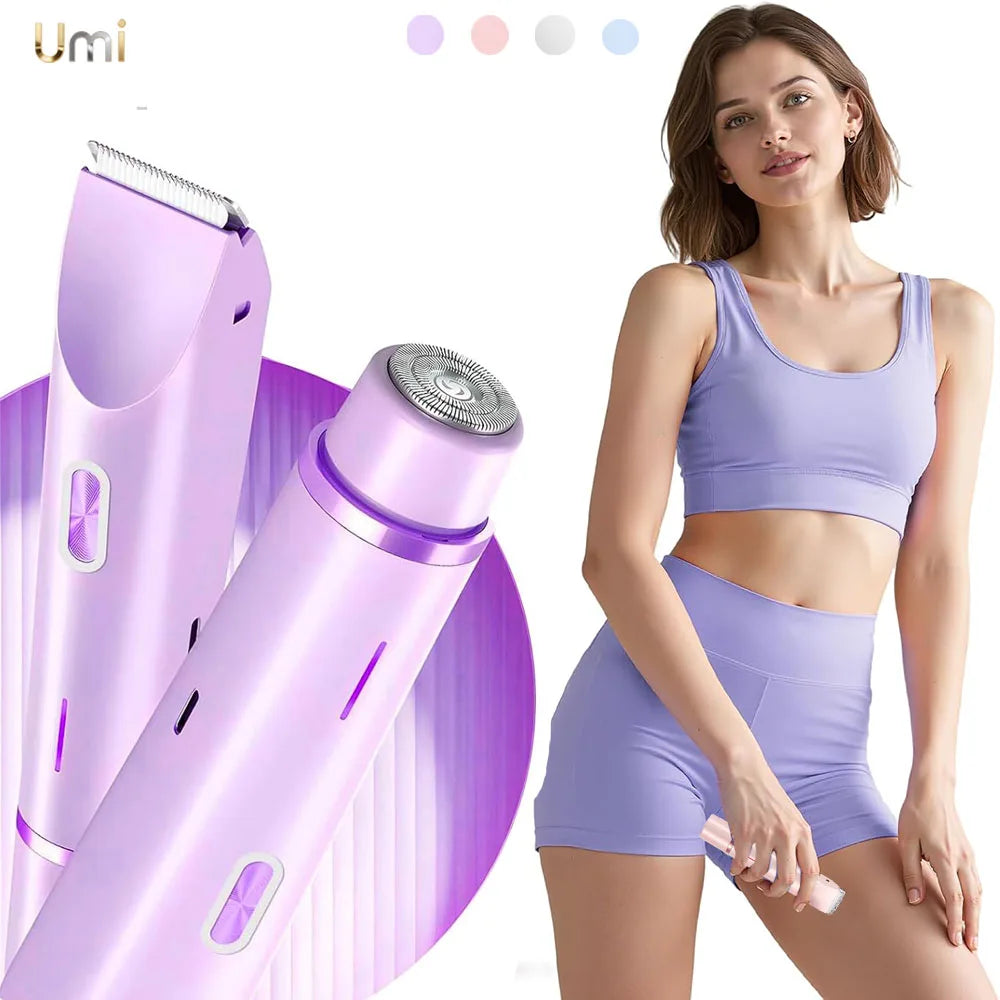 2-in-1 Women's Electric Shaver | IPX7 Waterproof Bikini Trimmer for Body & Face