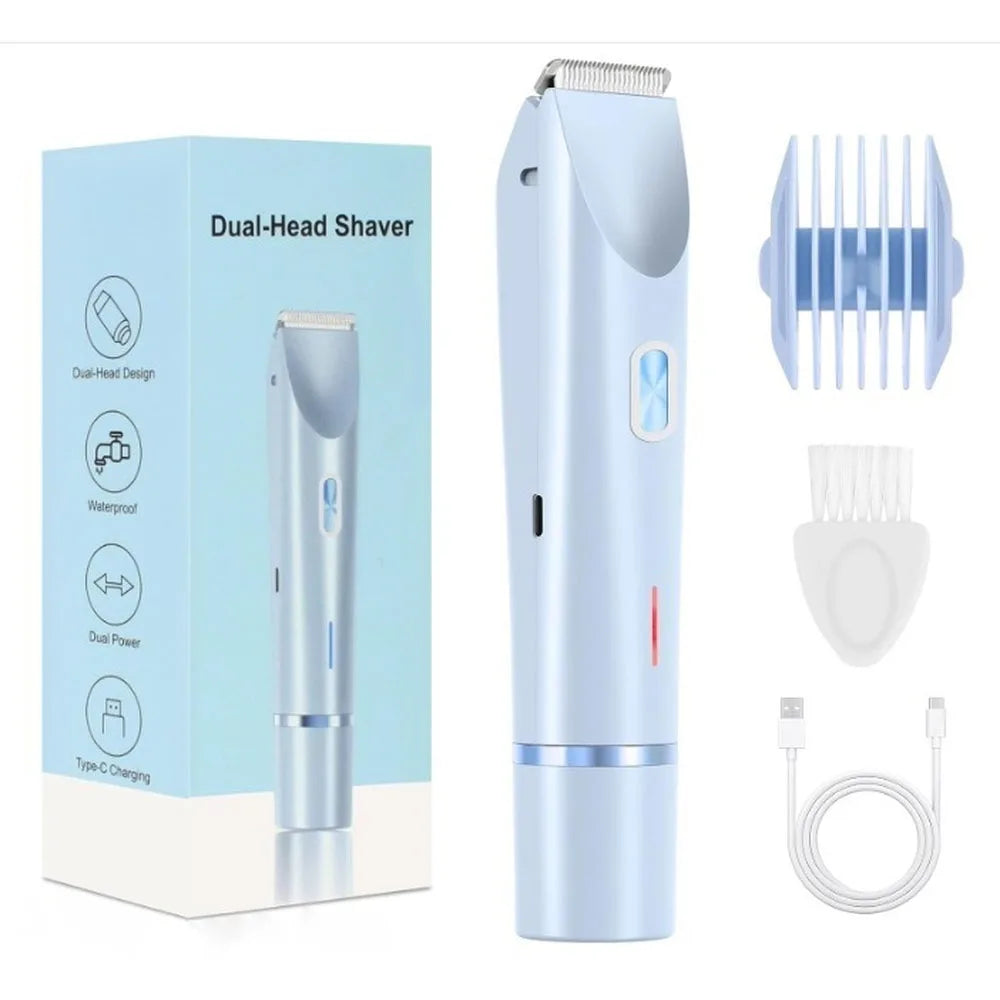 2-in-1 Women's Electric Shaver | IPX7 Waterproof Bikini Trimmer for Body & Face